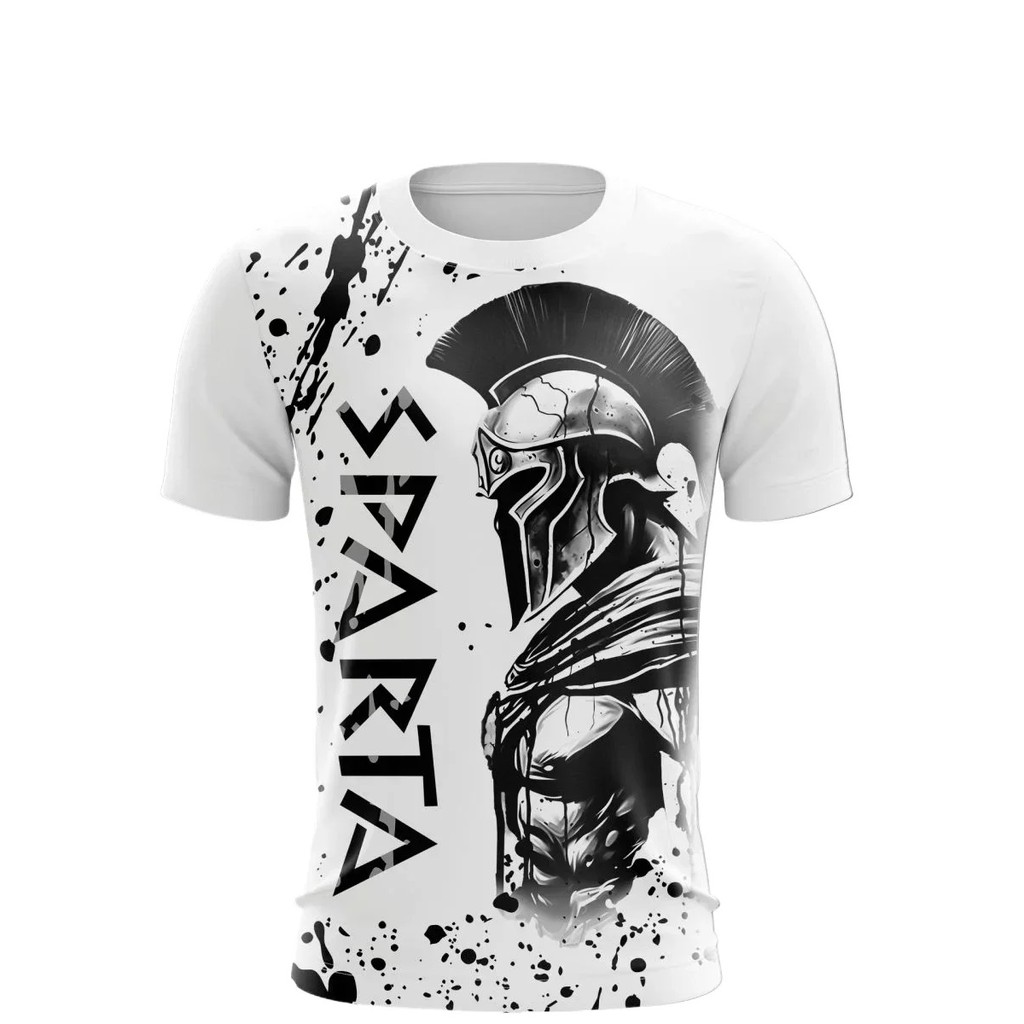 ตลก 3D Spartan พิมพ์ T เสื้อสําหรับชายกลางแจ้งฟิตเนสกีฬาแขนสั้นเสื้อ Casual O-คอหลวม Tees แฟชั่น Gym