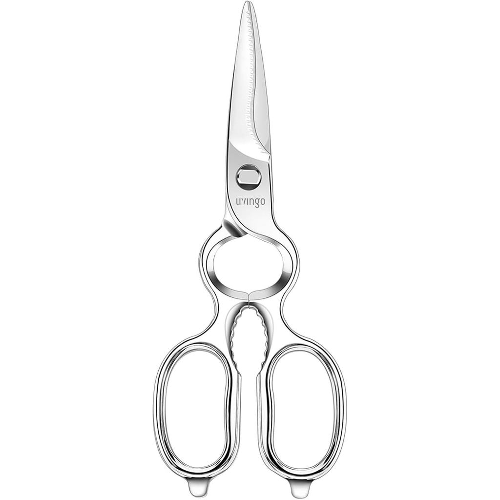 LIVINGO ครัวปลอมกรรไกร Heavy Duty มา Apart Ultra Sharp Multi-function สแตนเลสกรรไกรที่เปิดขวด, Nut C
