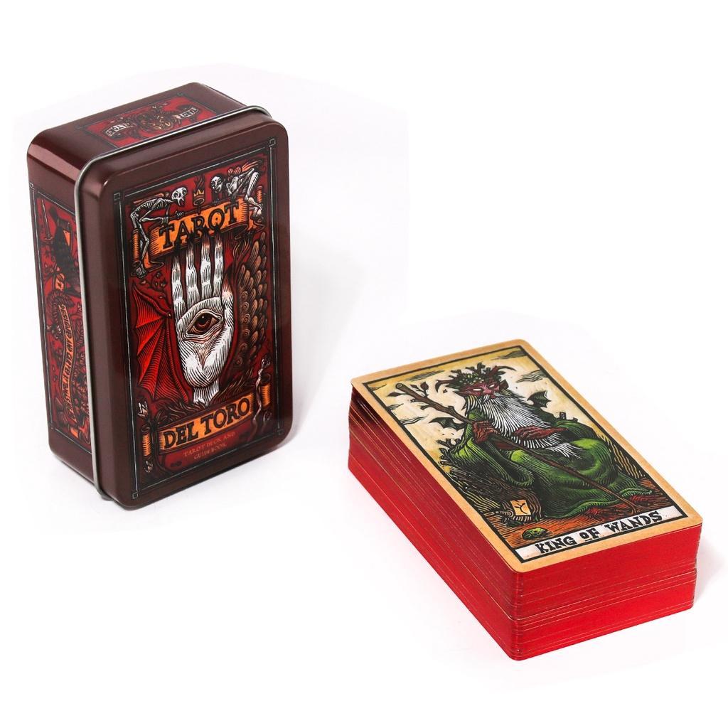 Del Toro Tarot ในกล่องโลหะดีบุก Tarot Deck พร้อมหนังสือคู่มือ PDF Divination Fate การ์ด