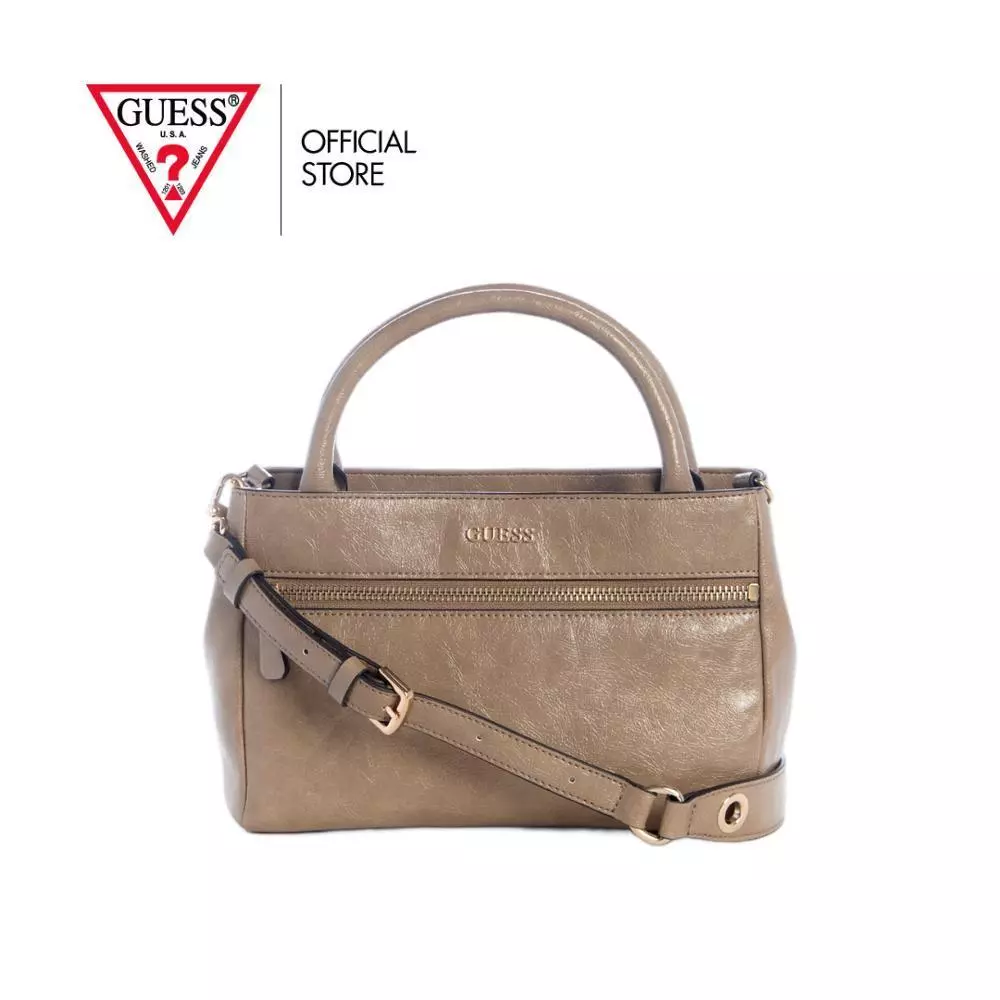 GUESS กระเป๋า รุ่น TG992976 JUSTINE MINI SATCHEL สีน้ำตาลอมเทา