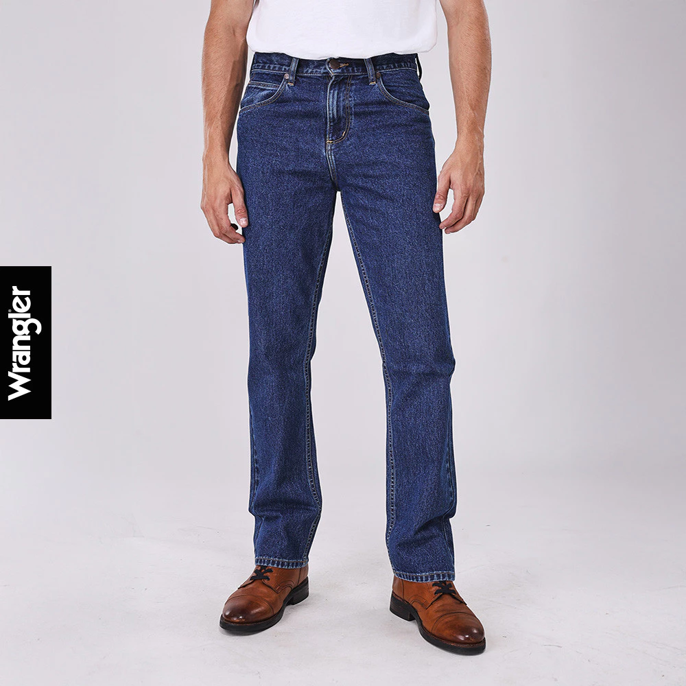 WRANGLER กางเกงยีนส์เอวกลางทรงขากระบอก MWZ รุ่น WR WRMWZ227 แรงเลอร์ กางเกงยีนส์ เสื้อผ้าผู้ชาย กางเกงผู้ชาย DENIM