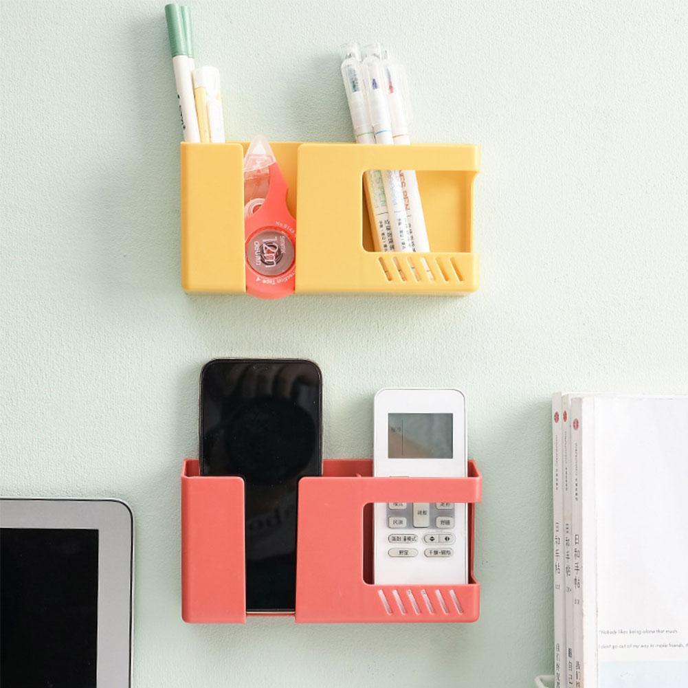 2 ช่อง Wall Mount Storage Organizer พร้อมชาร์จโทรศัพท์สําหรับรีโมทคอนโทรล TV AC H9Z4