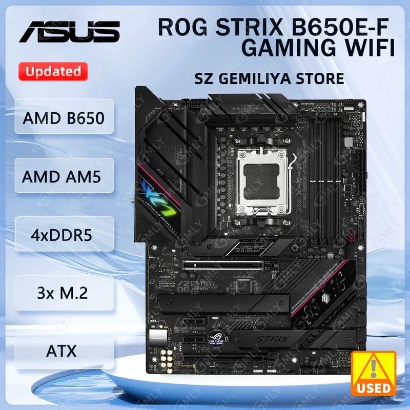 ASUS ROG STRIX B650E-F GAMING WIFI AMD B650 AM5 เมนบอร์ด DDR5 192GB M.2 ATX รองรับ Ryzen 5 9600X Ryz