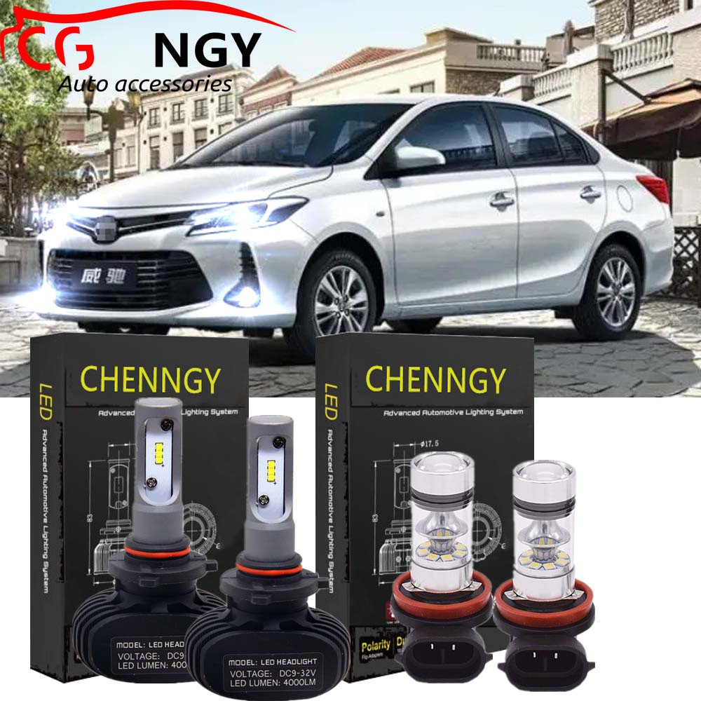 สําหรับ Toyota Vios 2nd Gen & 3rd Gen 2008-2019 LED ไฟหน้า High Low Beams + หลอดไฟหมอก BH KIT