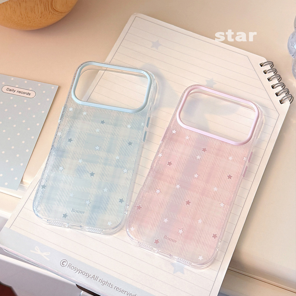 [Sheren] ลายสก๊อตสีสัน Star เคสโทรศัพท์เหมาะสําหรับ i17 16 15 14 13 12 11 pro max เคสป้องกัน