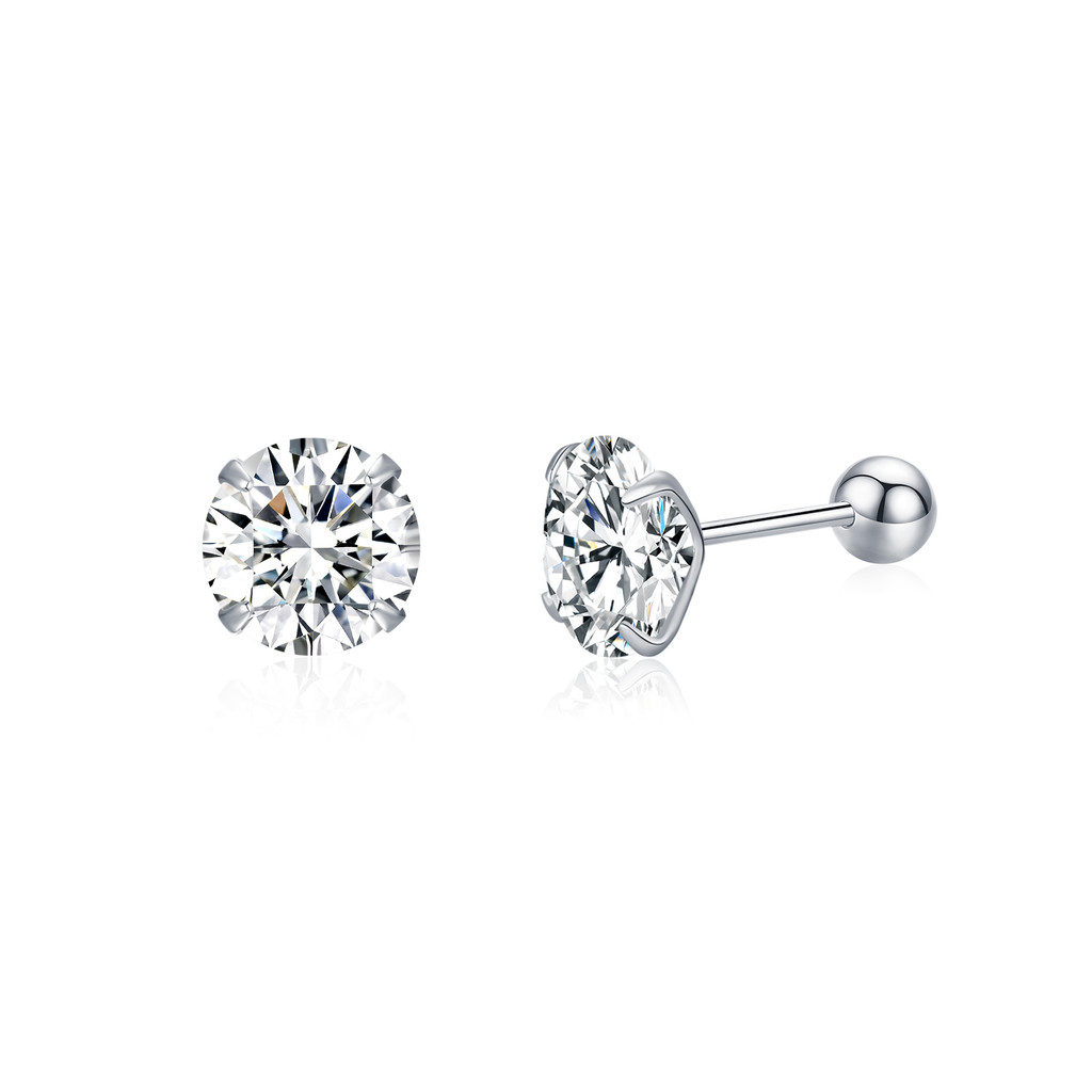 MODIAN MODIAN S925 เงินสเตอร์ลิงหรูหรา Shining ต่างหูเพชรเดี่ยวหญิง Daily Commuter Sleeping ไม่จําเป