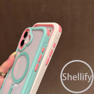 2-in-1 สีปิดกั้นแถบป้องกันการตกโปร่งใสสูงอะคริลิคเคสโทรศัพท์แม่เหล็กเหมาะสําหรับ iPhone 15, 16, 17 Pro Max รวมทุกอย่างด้านข้างเลื่อนฝาครอบซิลิโคนป้องกันการตก