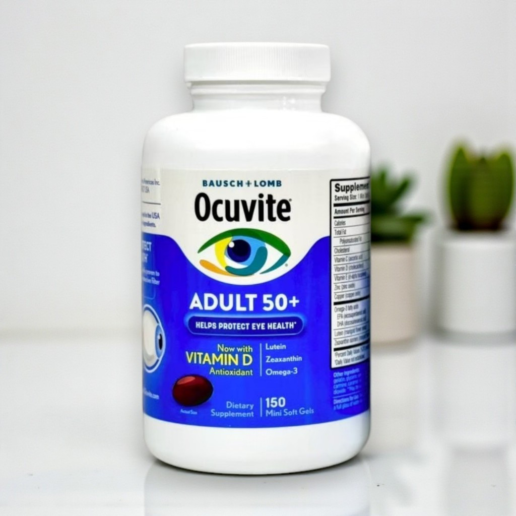 Bausch + Lomb Ocuvite Adult 50+ Eye Vitamin 150 Mini Soft Gels with Lutein Zeaxanthin Omega-3 & Vita