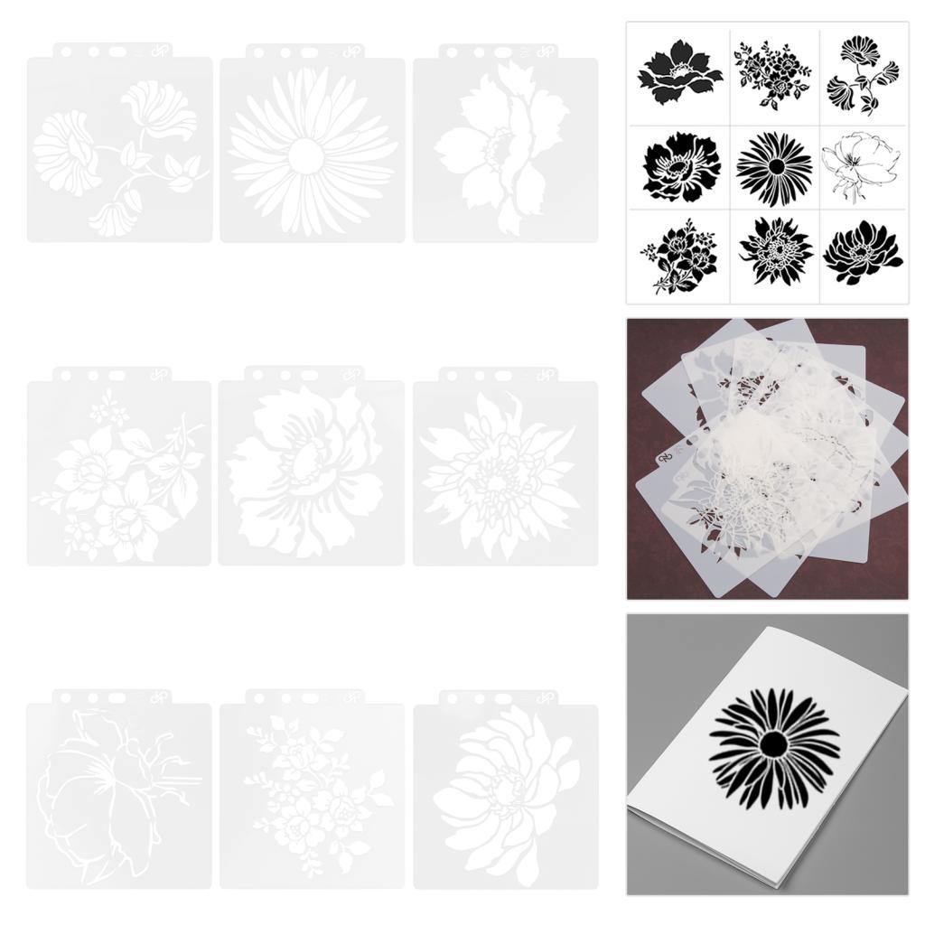 9 ชิ้น Mandala Template ภาพวาดรูปแบบต่างๆวัสดุสัตว์เลี้ยงทําความสะอาดง่าย Handmade และ DIY โครงการ