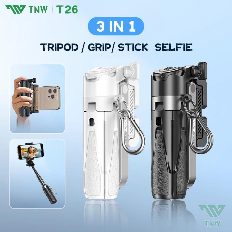 TNW T26 ขาตั้งกล้องขนาดเล็กไม้เซลฟี่ที่วางโทรศัพท์แบบพกพาขาตั้งกล้องพร้อมรีโมทคอนโทรลบลูทูธไร้สายสํา