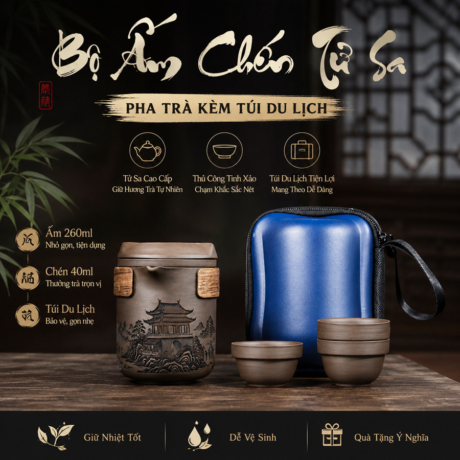 SA Zisha TEA TEA TEA SET WITH TRAVEL BAG - UNIQUE, COMPACT, CONVIENIENT SET