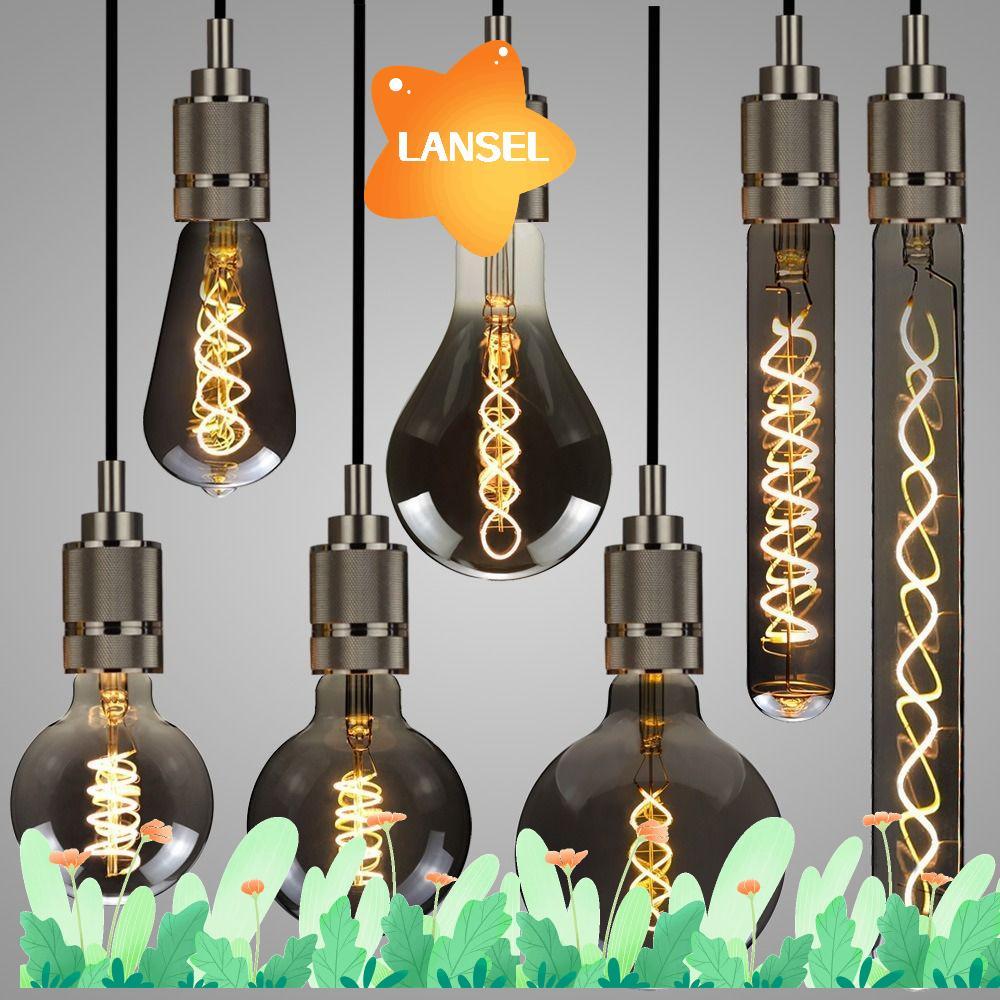 LANSEL Vintage Retro Bulb, Edison Lamp Glass Filament, hot E27 220V Electroplated Grey Filament Edis