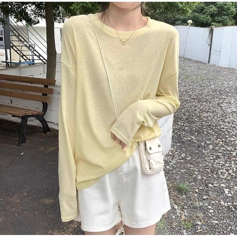 M-3XLเสื้อป้องกันแสงแดด ผ้าไหมน้ำแข็งบาง ฤดูร้อนมาใหม่ ระบายอากาศได้ แขนยาว เสื้อยืดอินเทอร์เน็ตร้อน เสื้อแจ๊กเก็ตหลวม ส