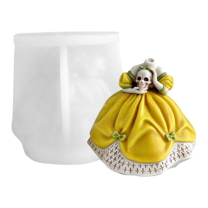 Yu Halloween Silicone Mould Skull Girl แม่พิมพ์ซิลิโคนสําหรับทําด้วยมือ