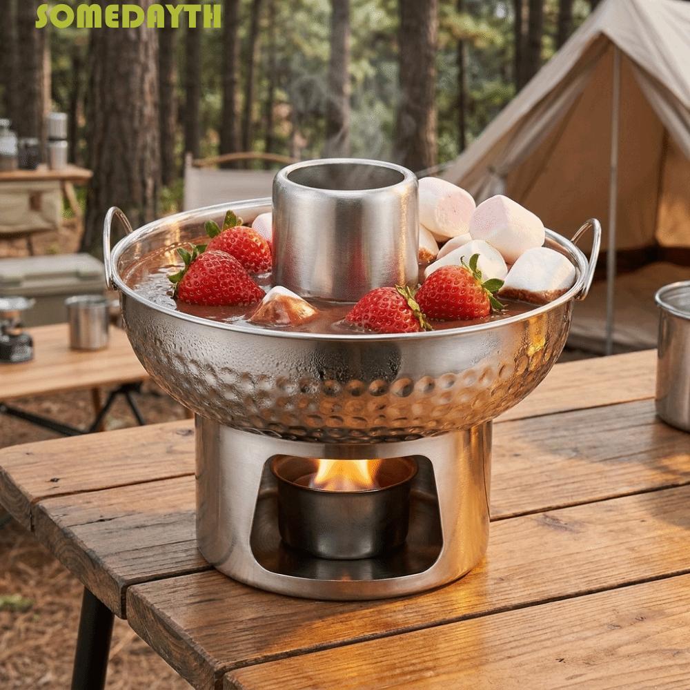 SOMEDAY Stainless Steel Small Hotpot, Traditional Double Ear Dessert Hotpot, Multi-diameter หนาอเนกป