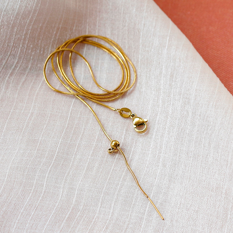 18k Gold เข็มประเภทงูโซ่กระดูกโซ่เดี่ยวขยายสร้อยคอหญิง Non-Fading DIY Universal CHAIN ธรรมดาโซ่ Clav