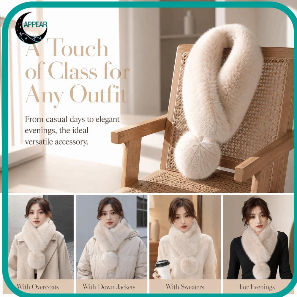 APPEAR คออุ่น Snood, Faux Fur หนา Faux Fur ผ้าพันคอ,แฟชั่น Plush Loop Shape FUR Collar Trim ฤดูใบไม้