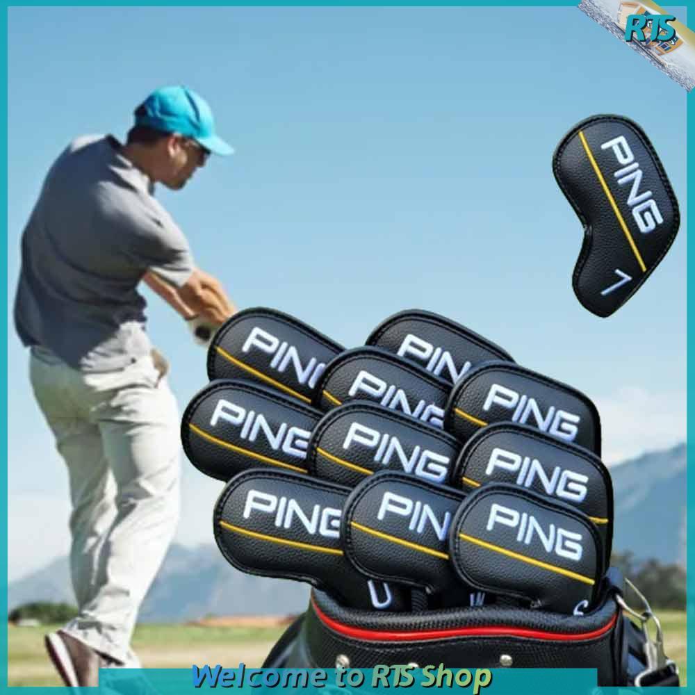 2026 10 ชิ้น/เซ็ตกอล์ฟคลับเหล็กไม่มี 4/9/P/W/U/S ฝาครอบหัวแม่เหล็ก Golf Headcovers คลาสสิกสีเหลือง-L