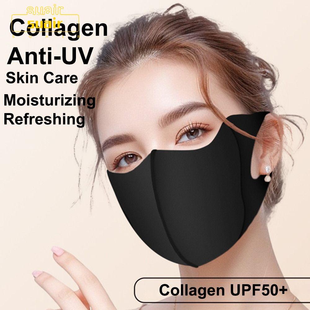 SUAIR 1 ชิ้นคอลลาเจน Face Shield, Sun Protection Ice Silk Anti-UV Face, แฟชั่น UPF50+ Moisturizing R