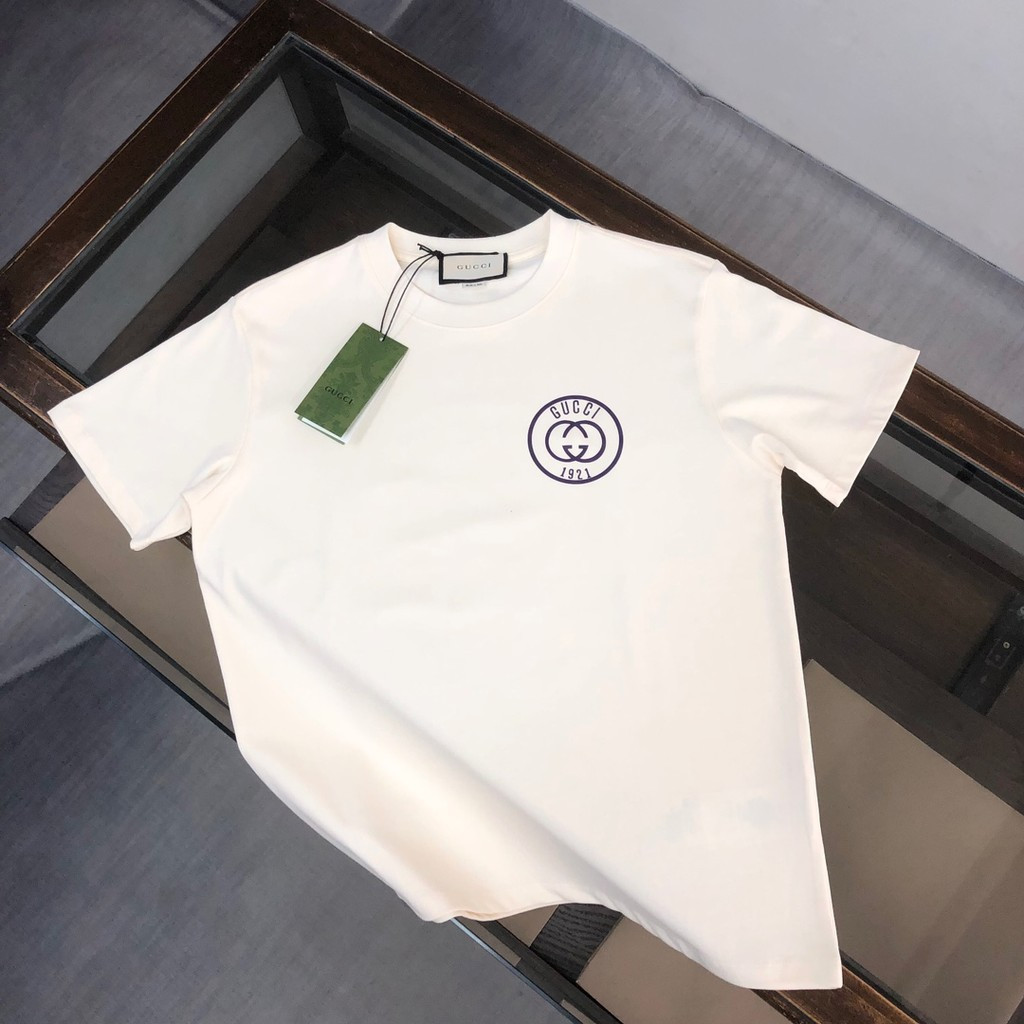 GUCCI/GUCCI/6XL คลาสสิกรอบคอแขนสั้นเสื้อยืดผู้ชายผู้หญิงสไตล์ Plus ขนาดฤดูใบไม้ร่วง Bottoming เสื้อ 