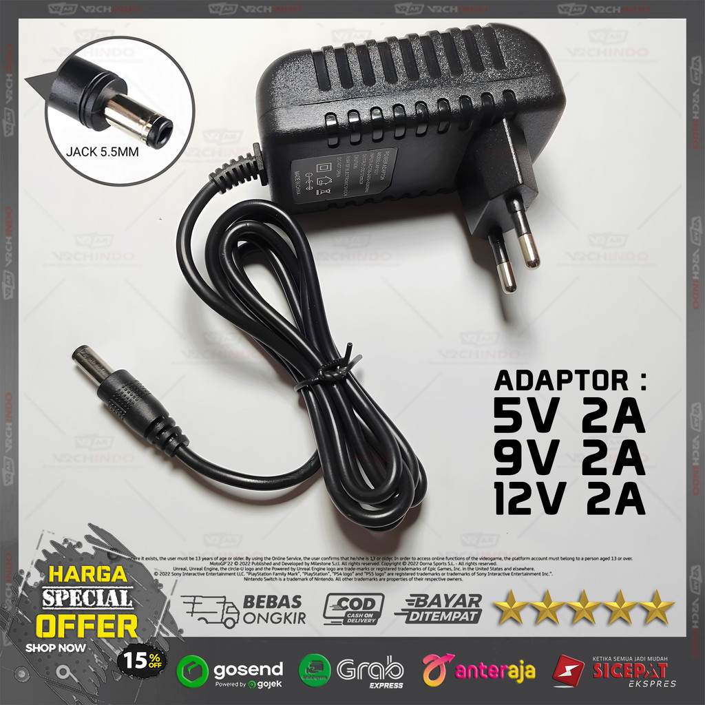 Universal DC Adapter Charger 5V 2 Ampere / 9V 2 Ampere / 12V 2A Power Supply Router CCTV Electronics