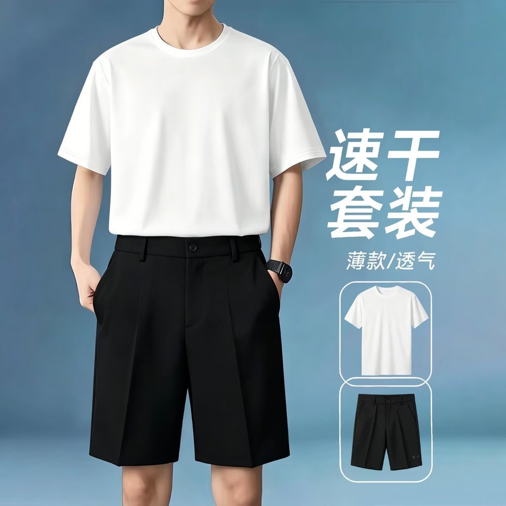 OAU หนักขนาดเล็ก Neckline แขนสั้นเสื้อยืดผู้ชายรอบคอหลวม Dropped ไหล่ 260g สีขาว Street American Str