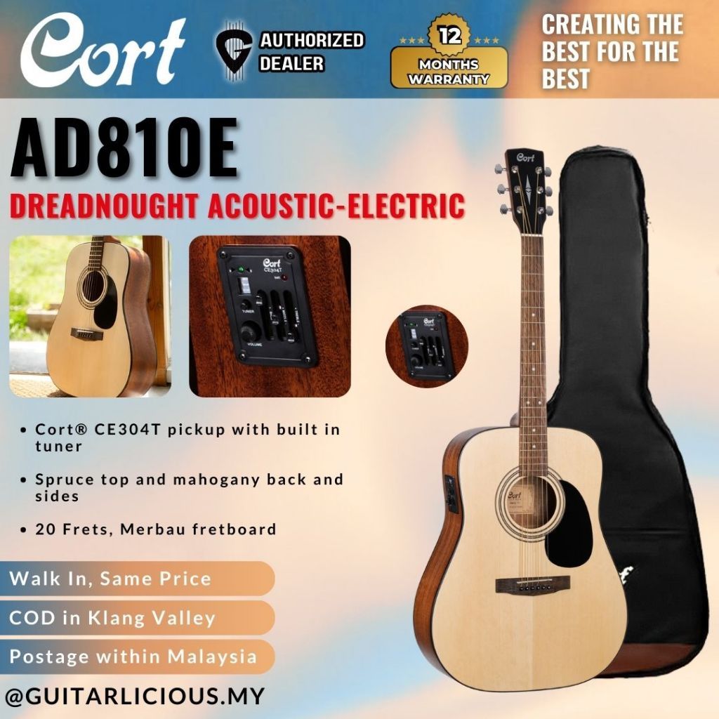 กีต้าร์โปร่ง CORT AD810E พร้อม EQ / Pick Up (AD810 E /AD810 ) เสียบอีควอไลเซอร์ กึ่ง akustik lektrik
