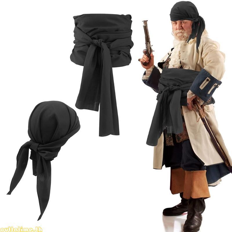Time Halloween Pirate Bandana Kerchief Sash Belt Photograph Props Pirate Accessories