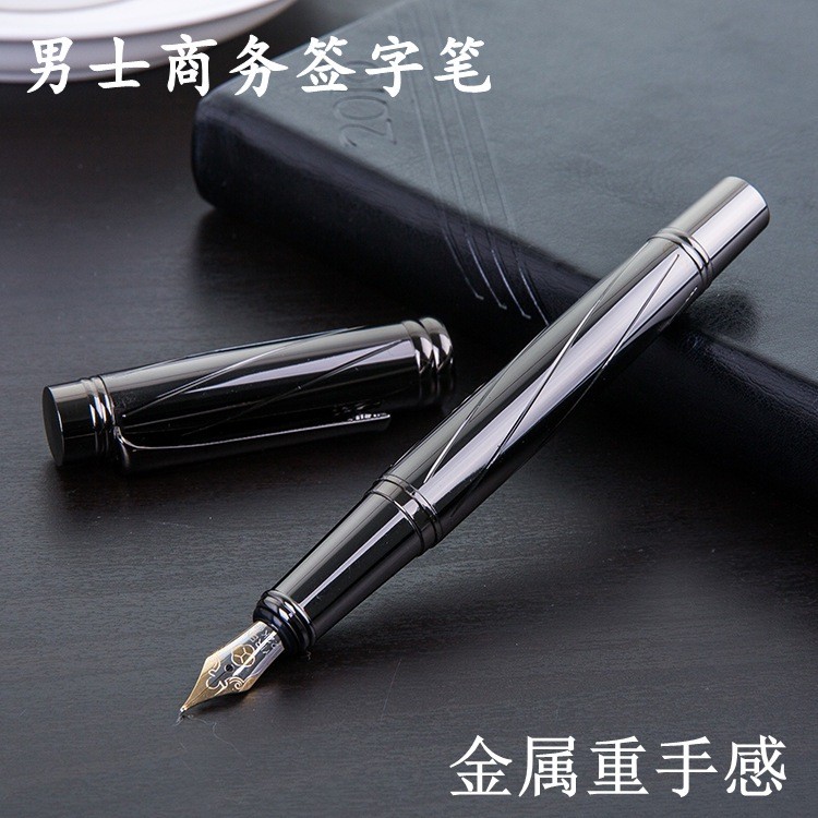 Yiren 878 Silver-Plated Fountain ปากกาธุรกิจปากกาลูกลื่นผู้ชายโลหะสีดําเจลปากกาลายเซ็น Office Founta