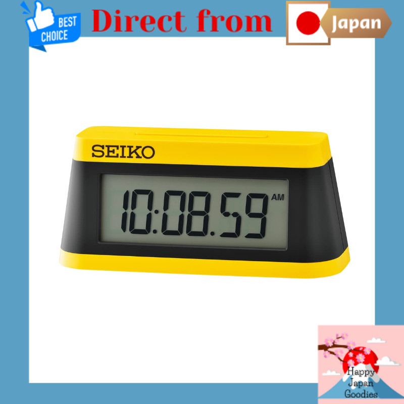 Seiko Clock alarm clock, tabletop digital clock, sports-timer design, yellow with some black, SQ818Y