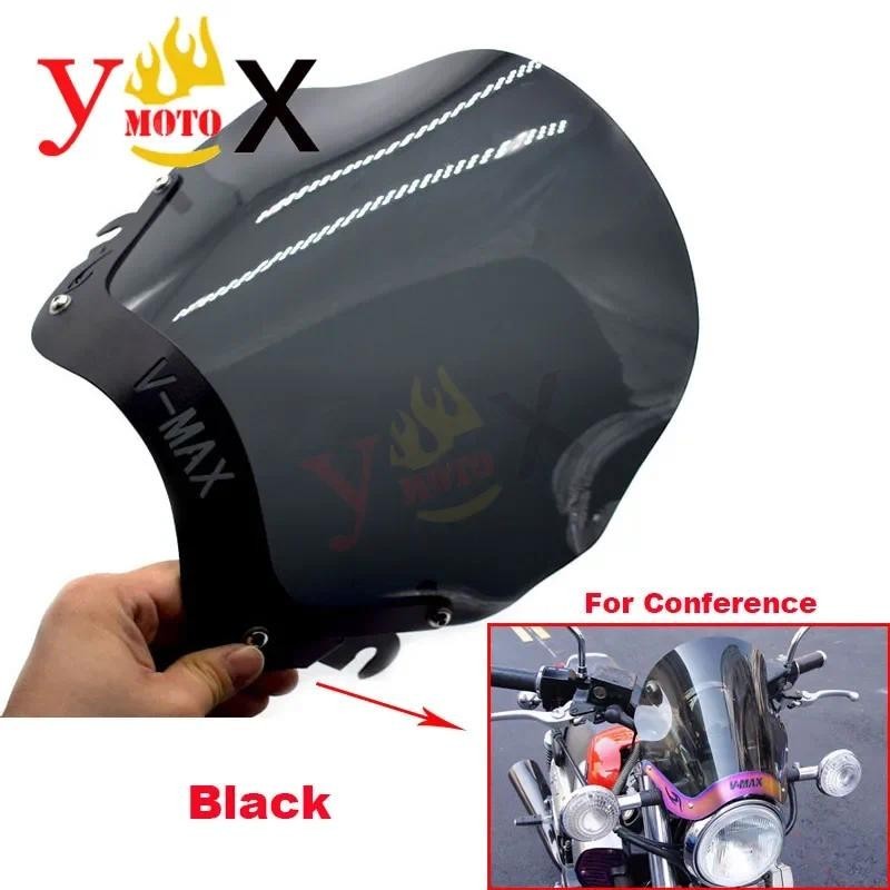 รถจักรยานยนต์กระจกกระจกด้านหน้ากระจก Depector W/สีดําผู้ถือสกรูสําหรับ Yamaha Cruiser VMAX1200 VMAX 