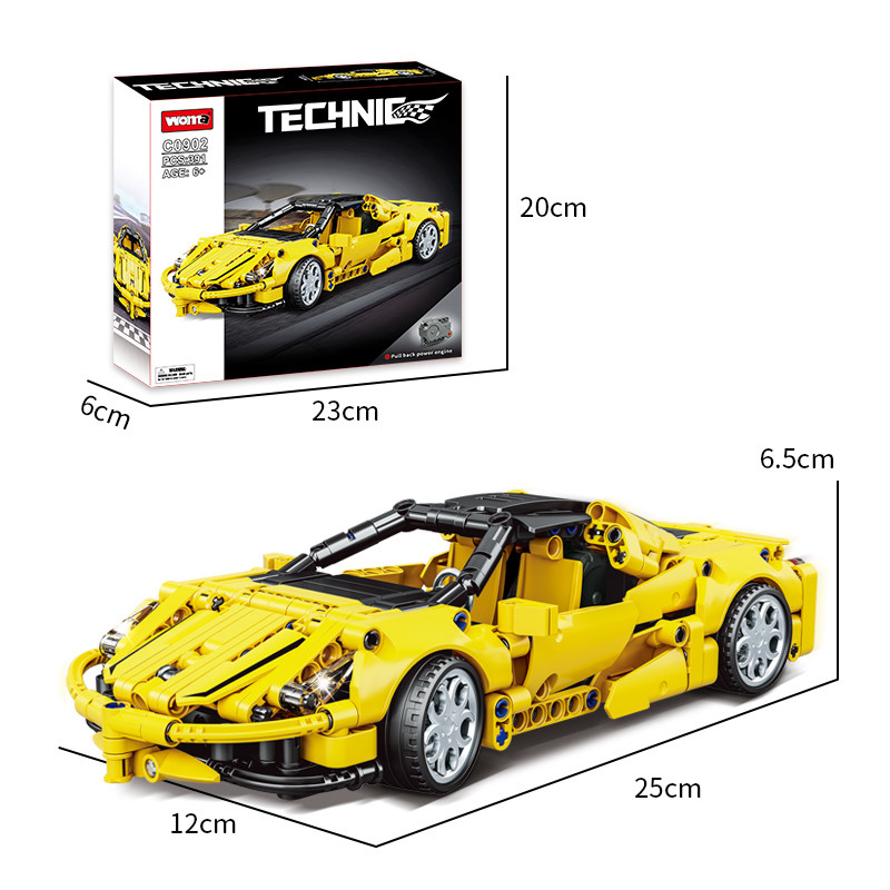Woma ของเล่น C0902 CPSIA ประกอบ Tech-toy Racing Sport Car Building Blocks ชุดรถของเล่น