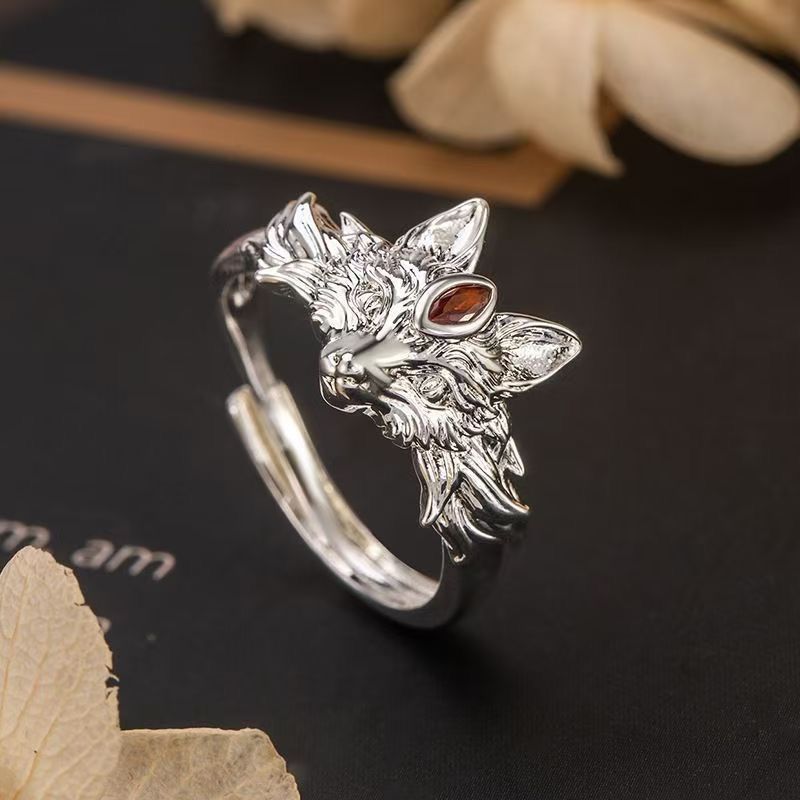ใหม่ Retro Nine-Tailed Fox แหวน Fox Index Finger สไตล์จีน All-Match เปิดแหวนปรับแฟชั่นอินเทรนด์ 8.27