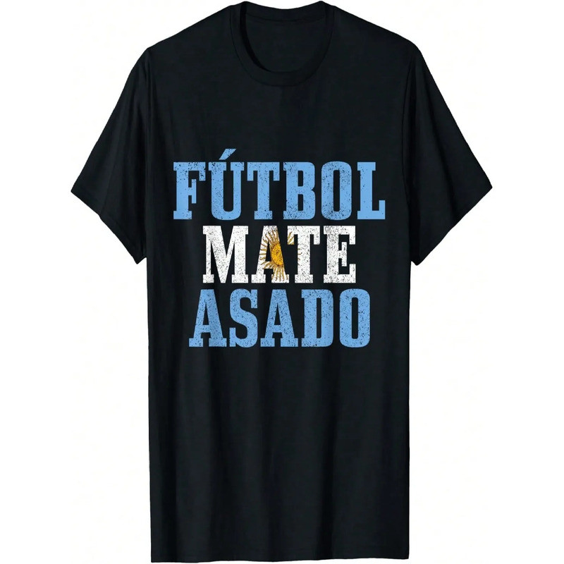 Vintage Futbol Mate Asado Slogan Graphic Tee เสื้อยืดฟุตบอล Unisex