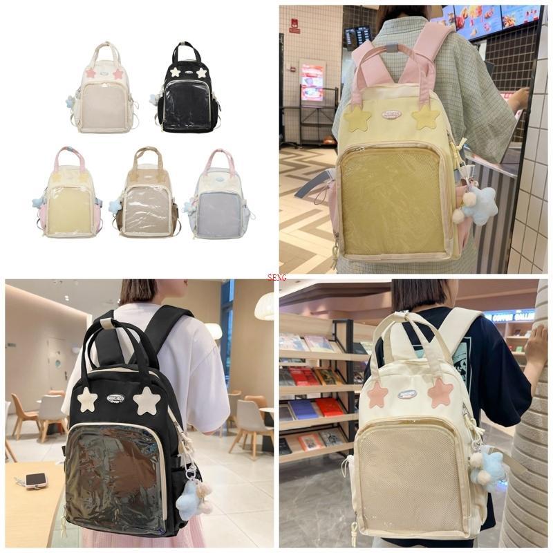 Seng Ita Bag Backpack Harajuku Shoulder Bag Casual Backpack Notebook Bag Handbag Multipurpose Backpa