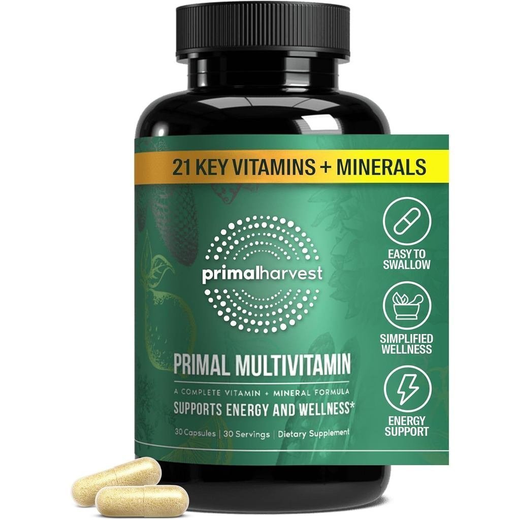 PrimalHarvestPrimalMultivitamin-DailyMulti-Vitamin with21EssentialVitamins&MineralsforWomen&Men-Vita