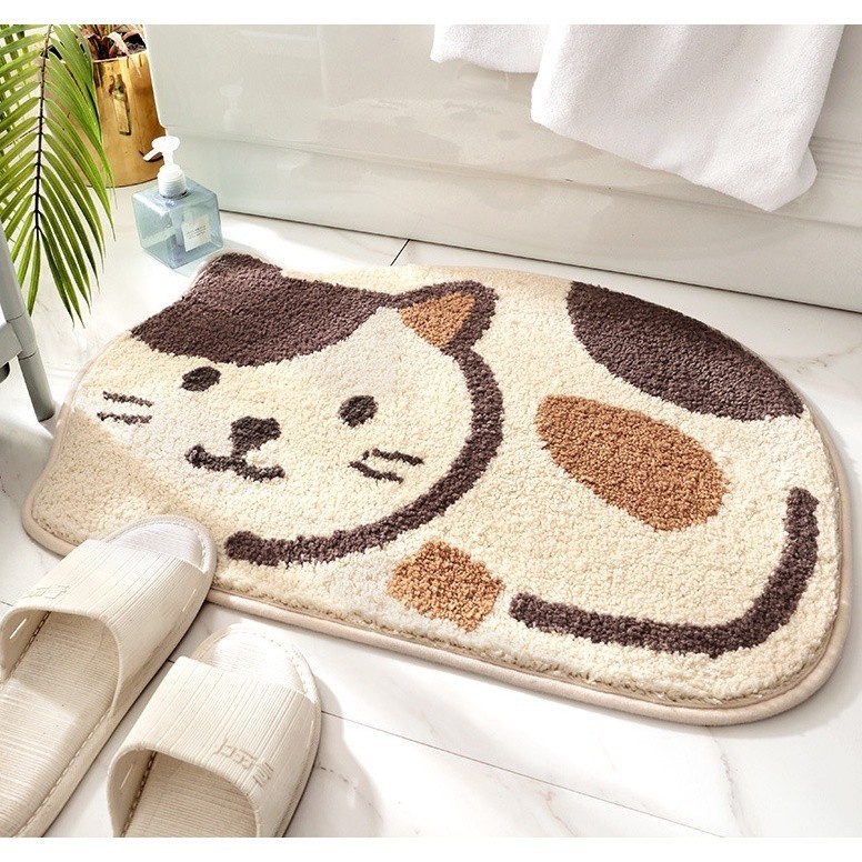 Bathroom Rug Cat Cute Bath Rug Bath Mat Non-Slip Soft Shower Rug Plush Microfiber Water Absorbent Th