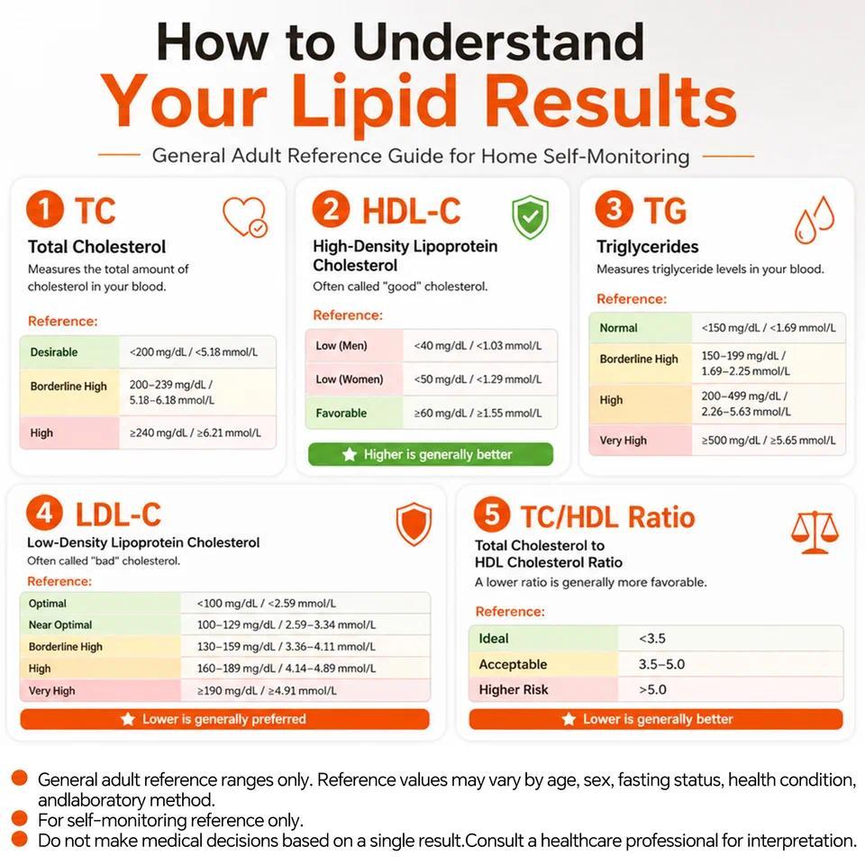 【QJ】เครื่องตรวจวัดไขมันในเลือด 6 in 1 สำหรับ TC คอเลสเตอรอลรวม TG ไตรกลีเซอไรด์ HDL LDL ดัชนีแอเธอโร