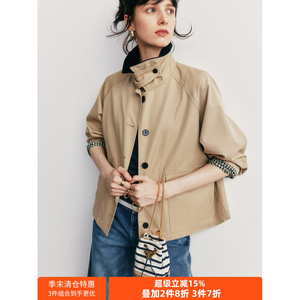 [Little Sisters Chong] High-Count High-Density Twill Cotton Barn Style Contrast Color Corduroy Lapel