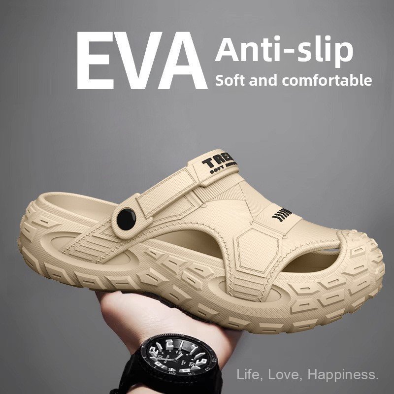 รองเท้าแตะผู้ชายไซส์ใหญ่ 48-49 2in1 รัดส้นได้ พื้น EVA หนานุ่ม กันลื่น