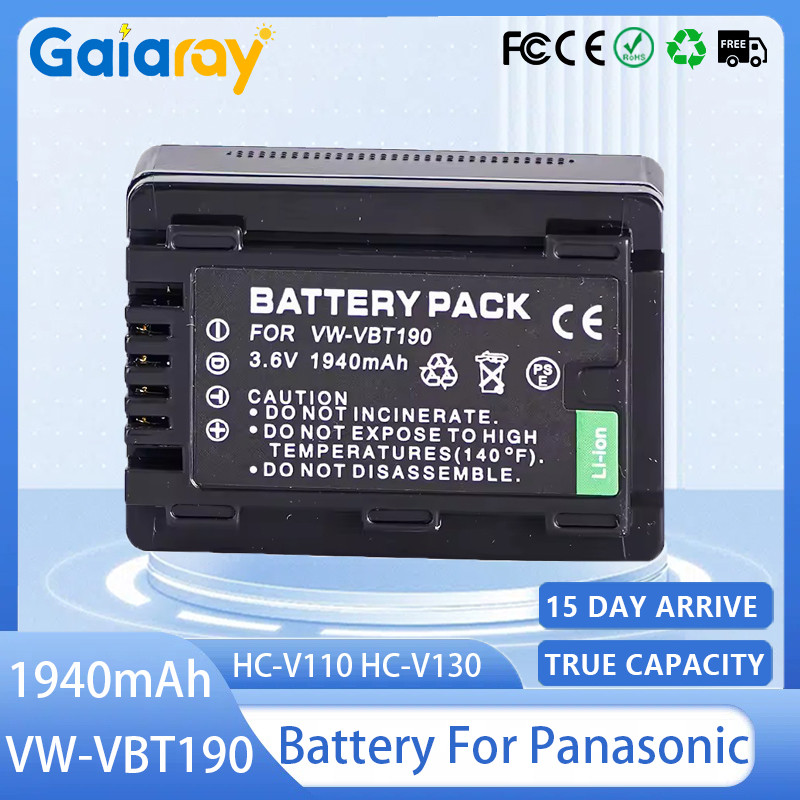 VW-VBT190 แบตเตอรี่กล้อง 3.6V 1940mAH แบตเตอรี่สําหรับ Panasonic HC-V110 HC-V130 HC-V160 HC-V180 HC-