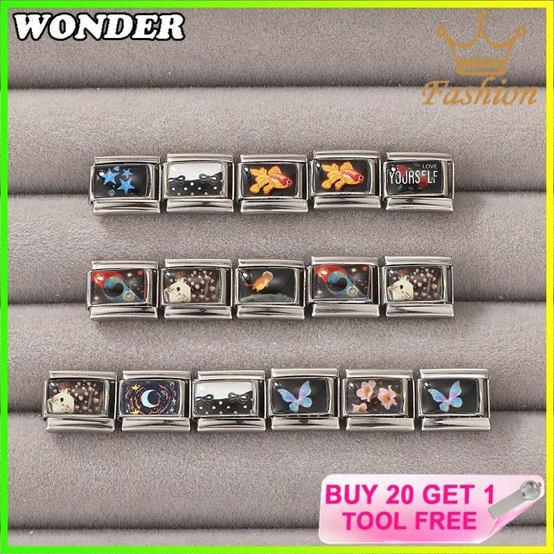 ปลาทองแมวอิตาเลี่ยนสร้อยข้อมือ Charm Fit 9 มม.สร้อยข้อมือสแตนเลสเครื่องประดับทําอุปกรณ์เสริม DIY Retro บุคลิกภาพโมดูลสร้อยข้อมือ