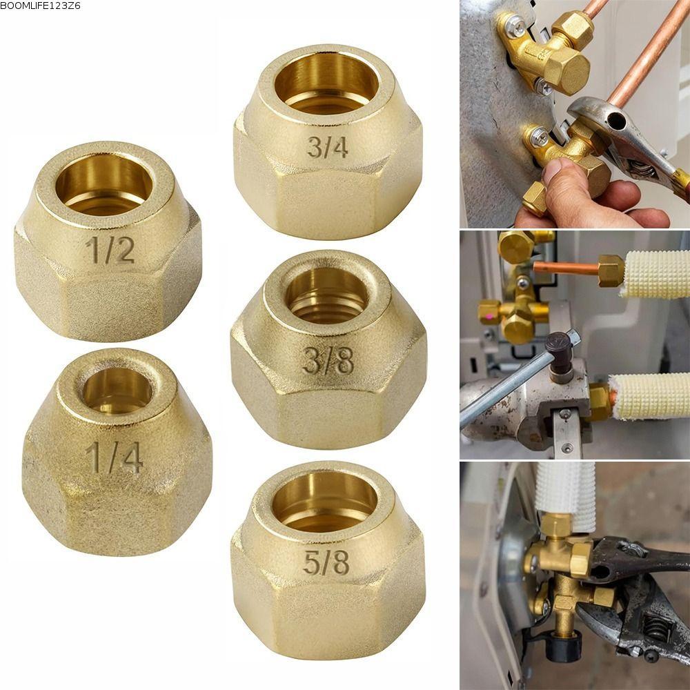BOOMLIFE1232T Flare Tube อุปกรณ์, 5/16 "1/8" 3/4" 1/4" 3/8"1/2" ทองเหลือง Flare Nut, Thicken ชิ้นส่ว