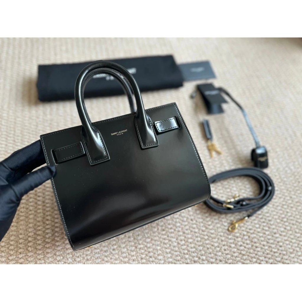 [Old Fairy] YSL Elegant Organ Bag 22cmsacdejour ไม้จิ้มฟันแบบนูนกระเป๋าถือกระเป๋า Messenger กระเป๋าถ