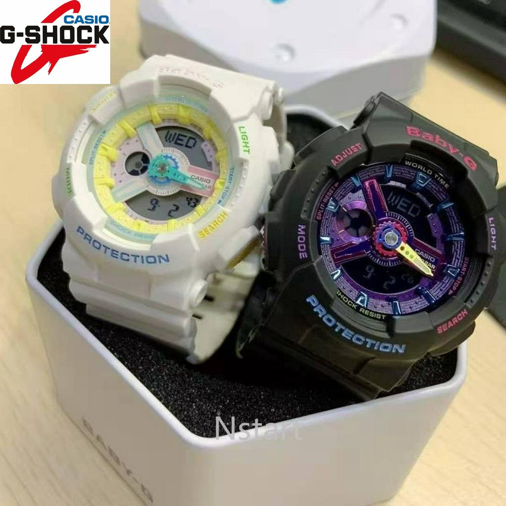 QIXIAO G*/*shock GA Baby-G BA110 สีดําสีชมพูนาฬิกาข้อมือผู้หญิงกีฬานาฬิกาแฟชั่นเรซิ่นสายนาฬิกา F168