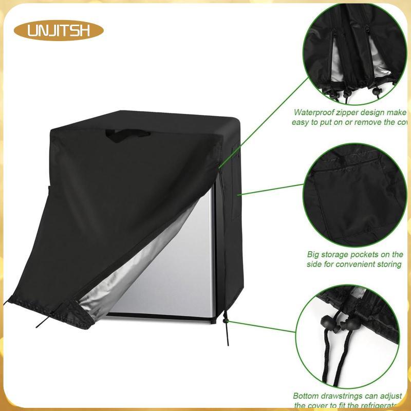[unjitsh] ฝาครอบตู้เย็นขนาดกะทัดรัดสําหรับ 1-2 Cubic Mini Freezer สีดําตู้เย็น Protector