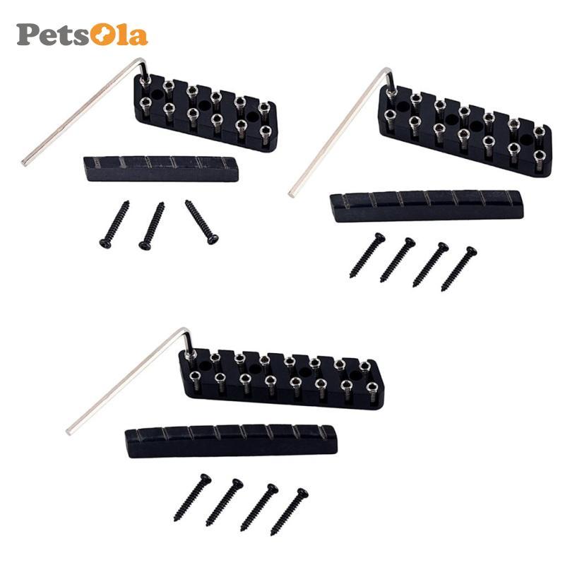 [PETSOLA] 6/7/8 String Headless Guitar Bridge & Slotted Camel Nut สําหรับกีตาร์ Accs