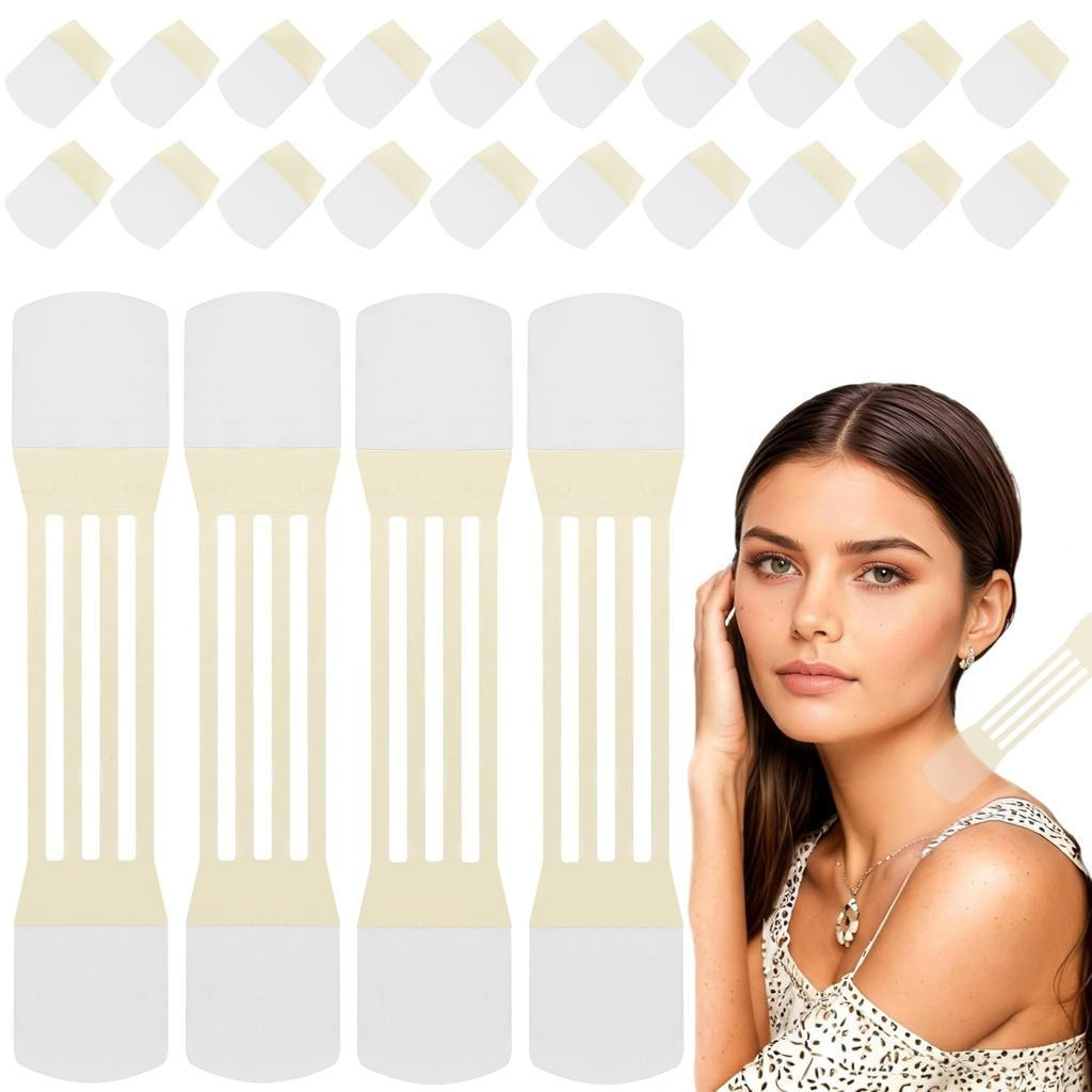 เทปยกคอ - แถบที่มองไม่เห็นเพื่อปั้น Jawline & Minimize Double Chin | 20ชิ้น ไม่มีกลิ่น สีเบจ