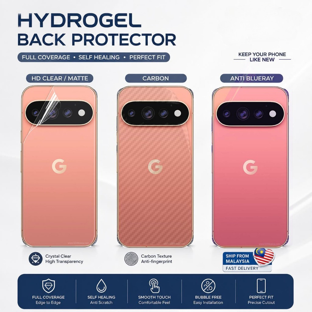 Google Pixel 11 Pro XL 11 Pro 10 10 Pro 10 Pro XL 9 Pro 9 8 8 Pro 8a Hydrogel Back Screen Protector