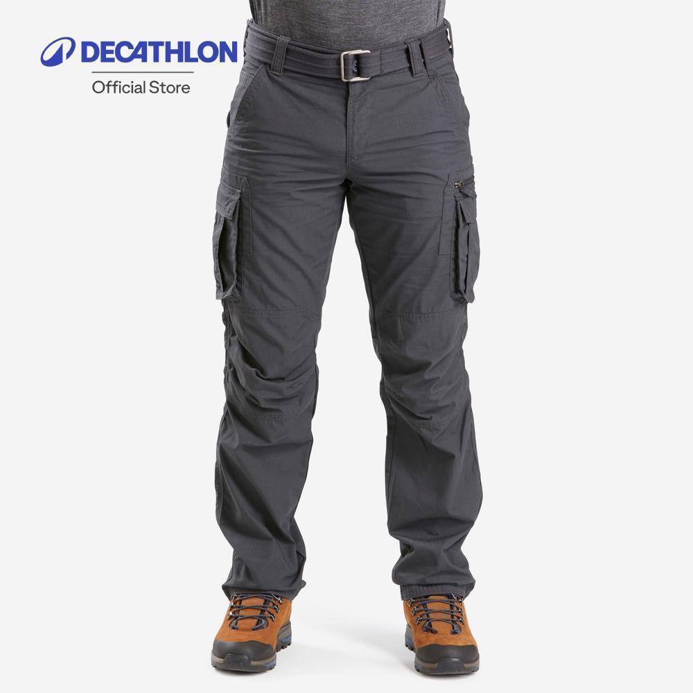 Decathlon Men'S Travel Trekking Cargo Trousers กางเกงเดินป่าผู้ชายเทรคกิ้งทรงคาร์โก้ขายาว รุ่น Travel 500 - Grey